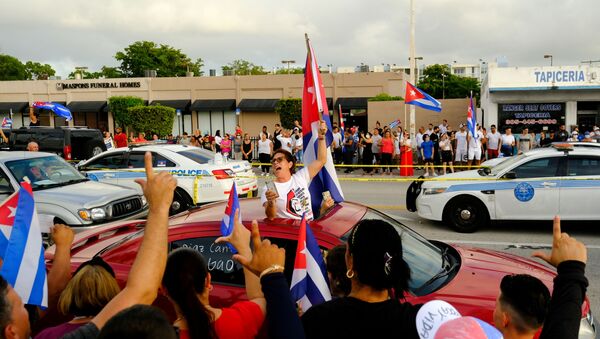 FILE PHOTO: People rally in solidarity with protesters in Cuba, in Little Havana neighborhood in Miami, Florida, U.S. July 12, 2021.    - Sputnik International