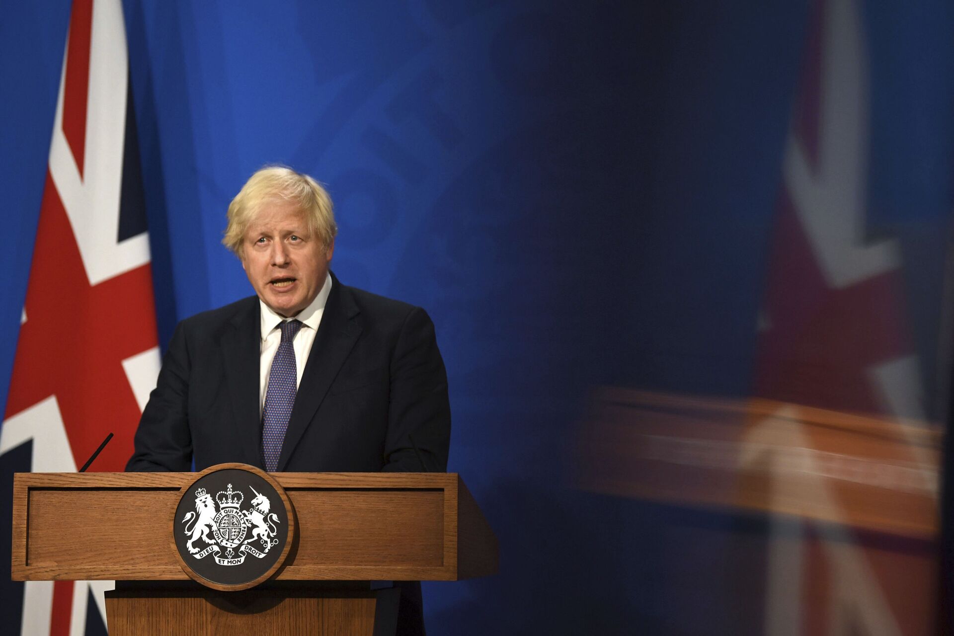 Britain's Prime Minister Boris Johnson speaks during a media briefing in Downing Street, London, Monday, July 12 2021 - Sputnik International, 1920, 07.09.2021