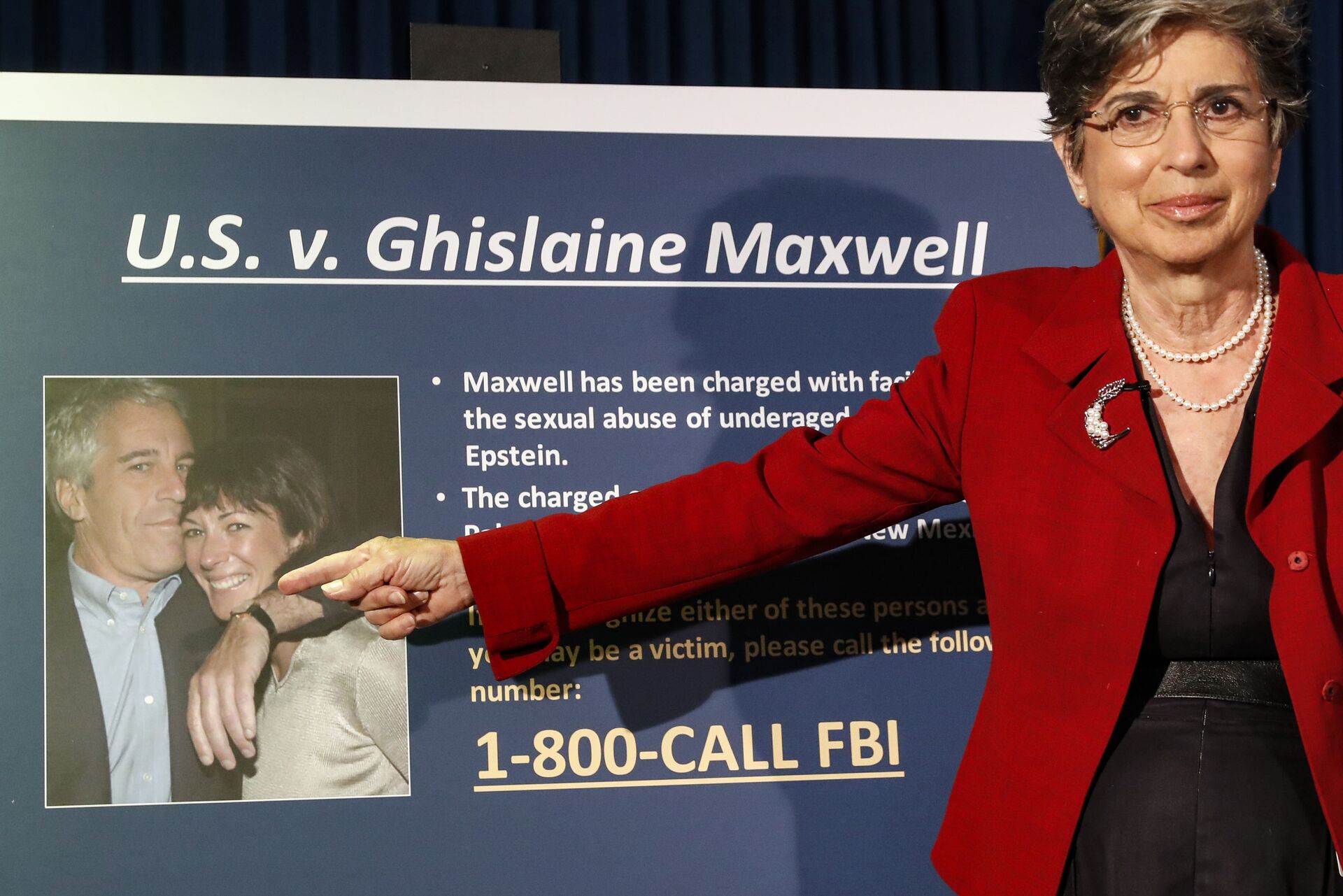 In this Thursday, July 2, 2020, file photo, Audrey Strauss, Acting United States Attorney for the Southern District of New York, gestures as she speaks during a news conference to announce charges against Ghislaine Maxwell for her alleged role in the sexual exploitation and abuse of multiple minor girls by Jeffrey Epstein, in New York - Sputnik International, 1920, 21.10.2021