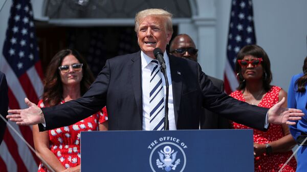 Former U.S. President Donald Trump speaks to media at his golf club in Bedminster, New Jersey, U.S., July 7, 2021. - Sputnik International