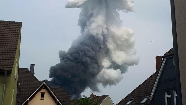 Smoke billows following an explosion in Wiesdorf, Leverkusen, Germany July 27, 2021, in this photo obtained from social media.  - Sputnik International
