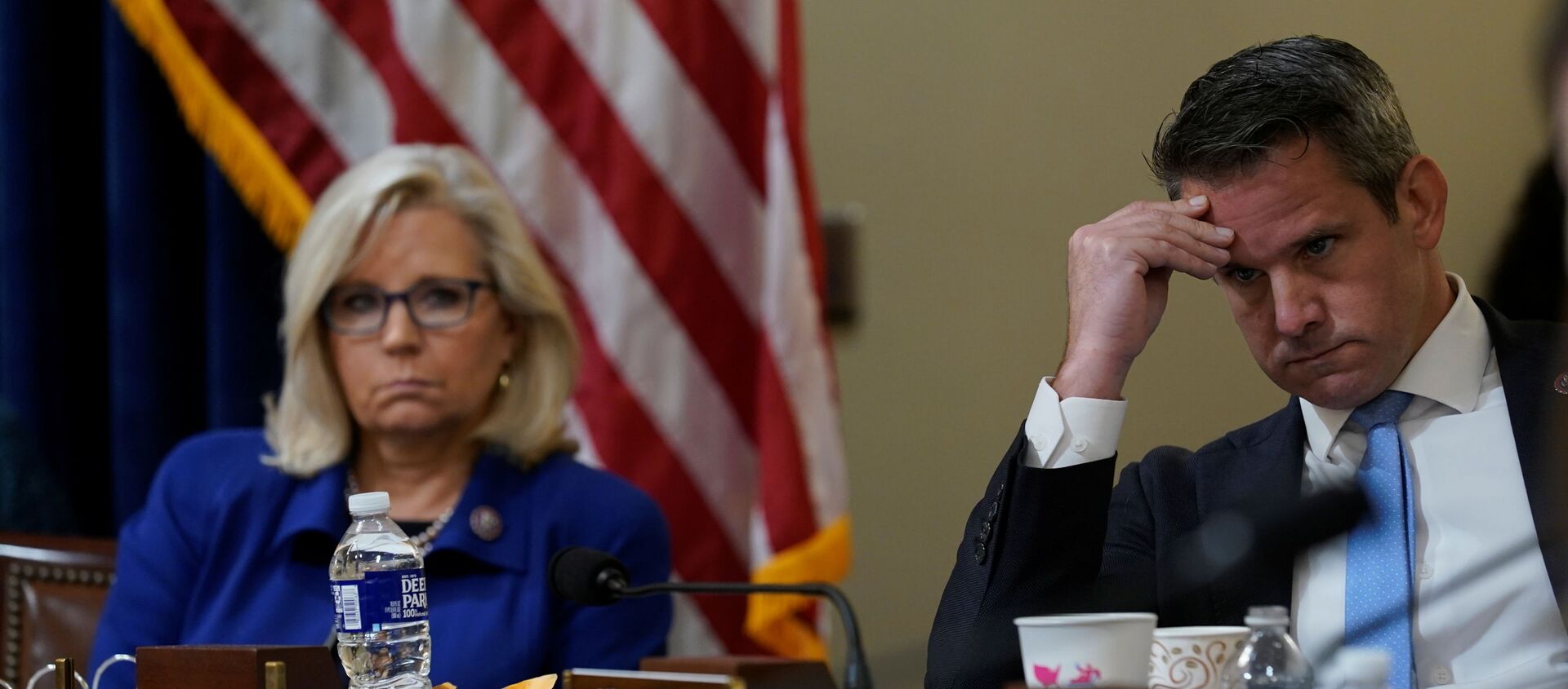 U.S. Rep. Liz Cheney, R-Wyo., and Rep. Adam Kinzinger, R-Ill., listen as Rep. Elaine Luria, D-Va., speaks during the House select committee hearing on the Jan. 6 attack on Capitol Hill in Washington, U.S., July 27, 2021 - Sputnik International, 1920, 28.07.2021
