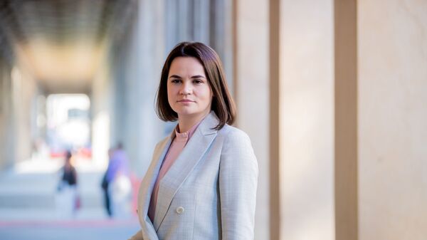 Belarusian opposition figure Sviatlana Tsikhanouskaya attends a meeting with German Federal Government's Commissioner for Culture and the Media Monika Gruetters (not pictured) during 'Berlinale Summer Special' film festival in Berlin, Germany June 11, 2021.  - Sputnik International