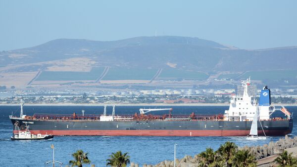 The Mercer Street, a Japanese-owned Liberian-flagged tanker managed by Israeli-owned Zodiac Maritime that was attacked off Oman coast as seen in Cape Town, South Africa, January 2, 2016 in this picture obtained from ship tracker website, MarineTraffic.com. Picture taken January 2, 2016.  Johan Victor/Handout via REUTERS THIS IMAGE HAS BEEN SUPPLIED BY A THIRD PARTY. MANDATORY CREDIT. NO RESALES. NO ARCHIVES. - Sputnik International