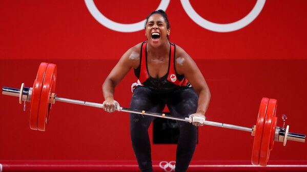 Canadian weightlifter Kristel Ngarlem performs in the women's 76kg category.  - Sputnik International