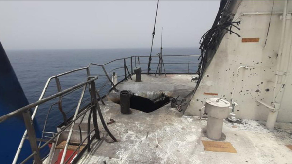 Unconfirmed image of the Mercer Street tanker provided by Or Heller, correspondent for Israel's Channel 10 News - Sputnik International