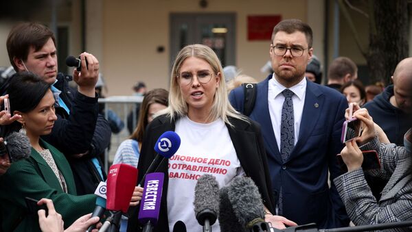 Opposition figure Lyubov Sobol talks to the media after being handed a one year community service suspended sentence over charges for trespassing and violence  - Sputnik International