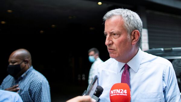 New York City Mayor Bill de Blasio gives his remarks to the media regarding a probe that found New York Governor Andrew Cuomo sexually harassed multiple women, in New York City, New York, U.S., August 3, 2021. - Sputnik International