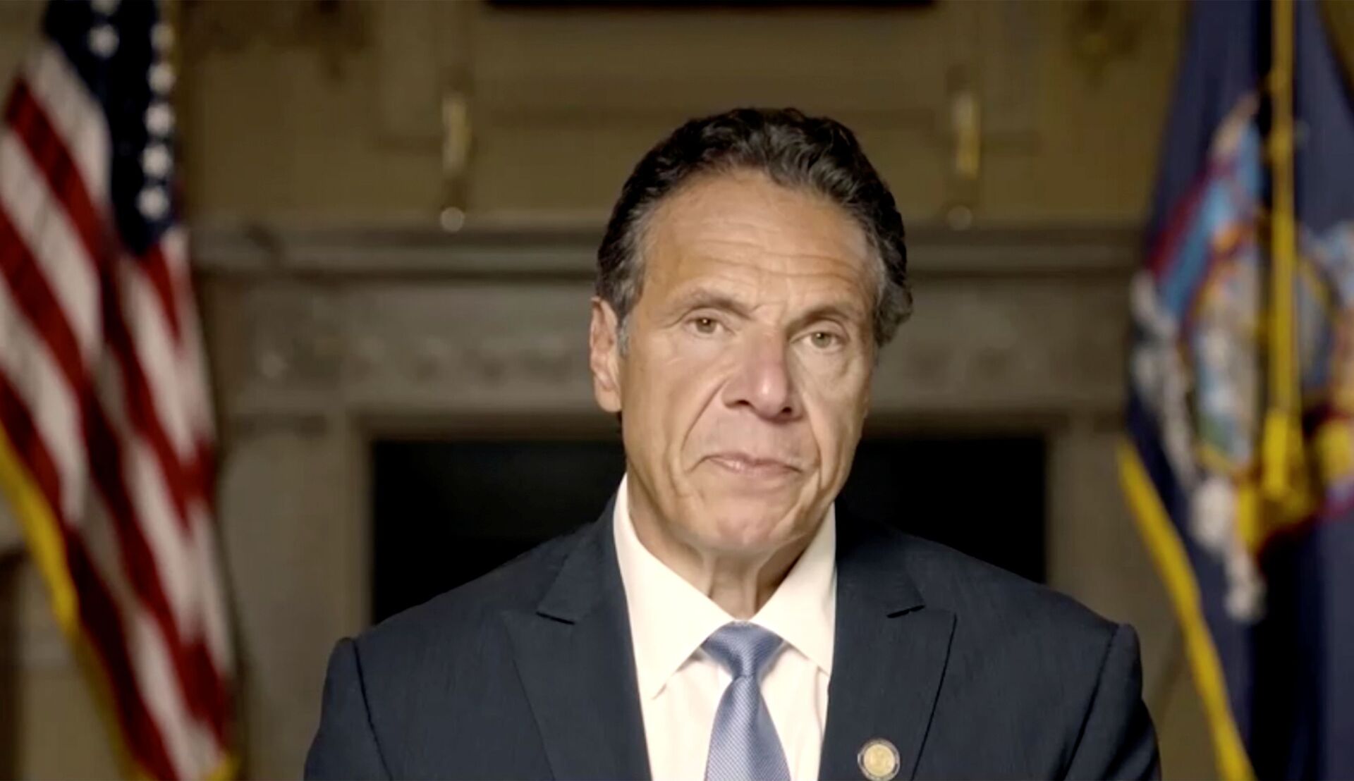 New York Governor Andrew Cuomo makes a statement in this screen grab taken from a pre-recorded video released by Office of the NY Governor, in New York, U.S., August 3, 2021. - Sputnik International, 1920, 07.09.2021