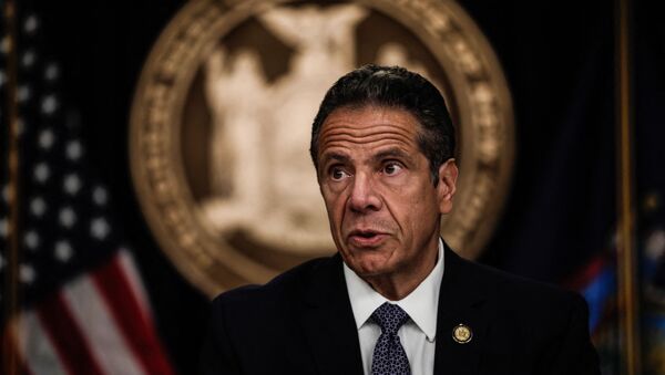 NEW YORK, NY - JULY 01: New York Gov. Andrew Cuomo speaks at a news conference on July 1, 2020 in New York City. The governor expressed alarm at Director of the National Institute for Allergy and Infectious Diseases Dr. Anthony Fauci's recent prediction that there could be 100,000 new Covid-19 cases per day and provided a number of updates related to an increase of states where out-of-state visitors will be required to quarantine for 14 days.  - Sputnik International