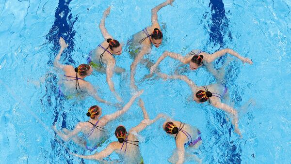 Tokyo 2020 Olympics - Artistic Swimming - Women's Team Free Routine - Final - Tokyo Aquatics Centre, Tokyo, Japan - August 7, 2021. Russian Olympic Committee team during their performance. - Sputnik International
