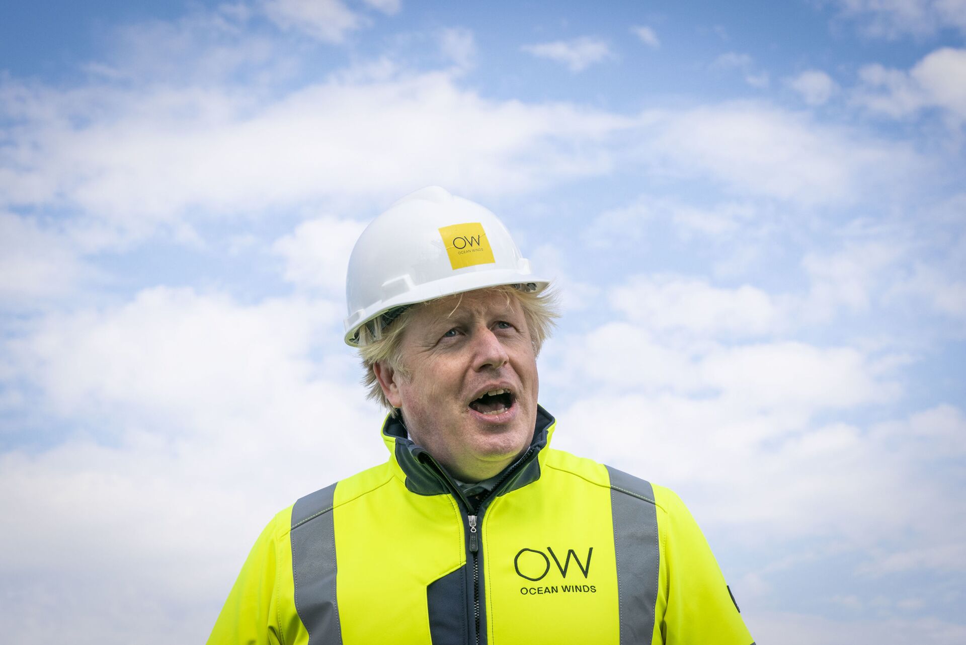 Britain's Prime Minister Boris Johnson speaks, onboard the Esvagt Alba during a visit to the Moray Offshore Windfarm East, off the Aberdeenshire coast, Scotland, Thursday, Aug. 5, 2021. - Sputnik International, 1920, 07.09.2021