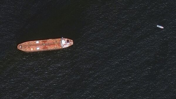 A satellite image shows the damaged Mercer Street Tanker moored off the coast of Fujairah, United Arab Emirates, August 4, 2021 - Sputnik International
