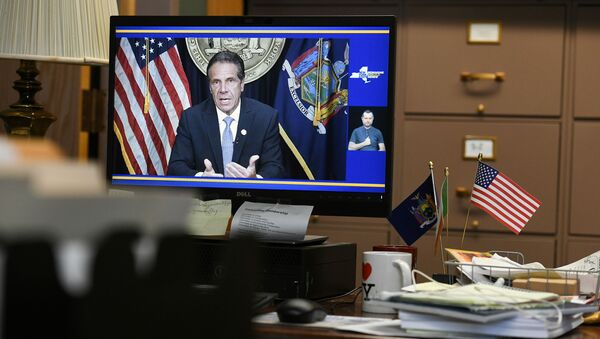 Governor Andrew Cuomo's resignation is seen on a computer screen in Assemblywoman Patricia Fahy's office at the Legislative Office Building in Albany, New York, U.S., August 10, 2021 - Sputnik International