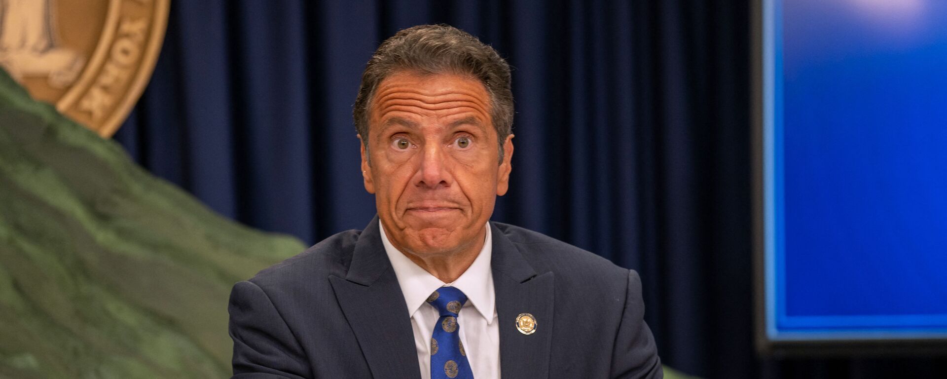 New York Governor Andrew Cuomo speaks during a COVID-19 briefing on July 6, 2020 in New York City. On the 128th day since the first confirmed case in New York and on the first day of phase 3 of the reopening, Gov. Cuomo asked New Yorkers to continue to be smart while citing the rise of infections in other states. - Sputnik International, 1920, 02.12.2021