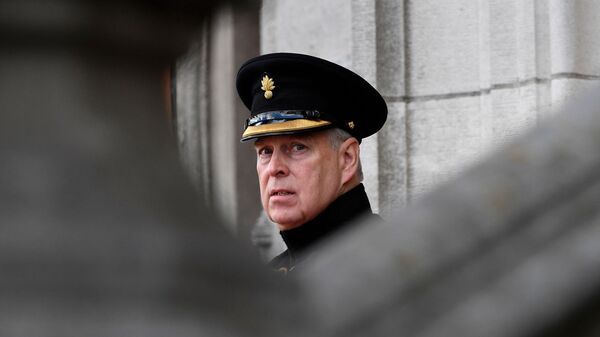 (FILES) In this file photo taken on September 07, 2019 Britain's Prince Andrew, Duke of York, attends a ceremony commemorating the 75th anniversary of the liberation of Bruges in Bruges. - Sputnik International