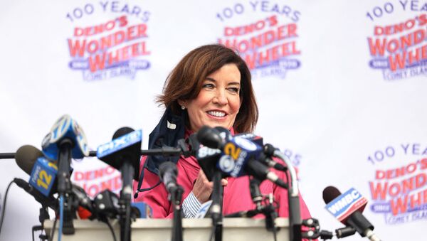 NY Lieutenant-Governor, Kathy Hochul, speaks during a Coney Island parks reopening event in the Coney Island neighborhood of Brooklyn borough on 9 April 2021 in New York City, New York, US. - Sputnik International
