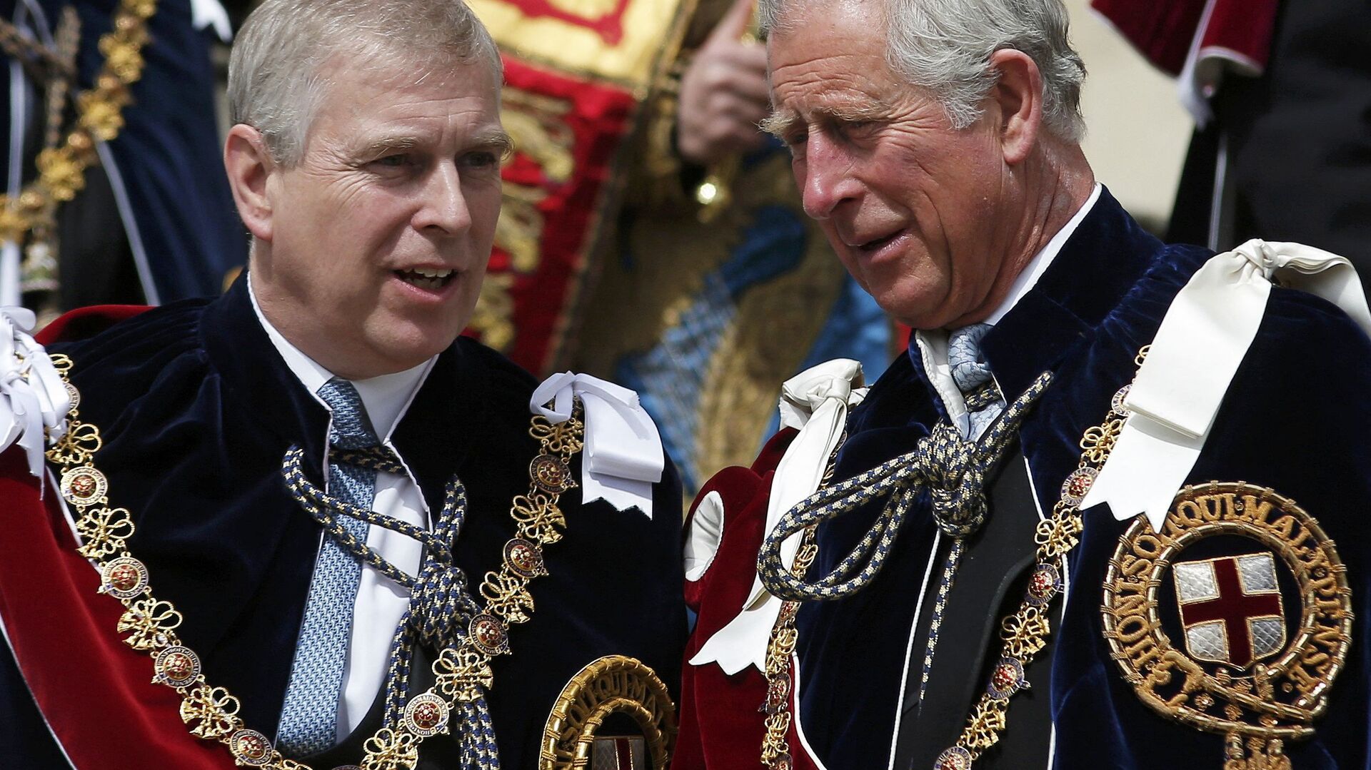 Britain's Prince Andrew, Duke of York (L) and Britain's Prince Charles, Prince of Wales attend the Most Noble Order of the Garter Ceremony at Windsor Castle in southern England, on June 15, 2015.  - Sputnik International, 1920, 13.02.2022