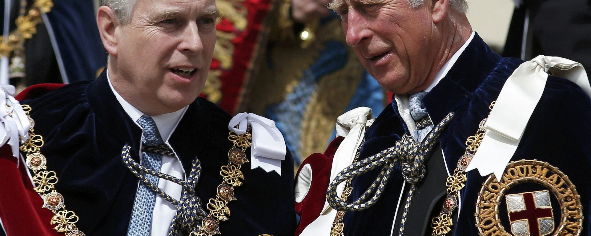 Britain's Prince Andrew, Duke of York (L) and Britain's Prince Charles, Prince of Wales attend the Most Noble Order of the Garter Ceremony at Windsor Castle in southern England, on June 15, 2015.  - Sputnik International, 1920, 07.03.2022