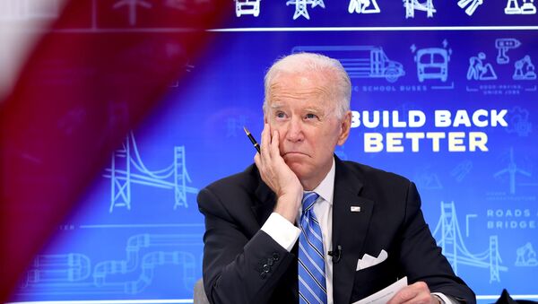 U.S. President Joe Biden meets virtually with governors, mayors, and other state and local elected officials to discuss the bipartisan Infrastructure Investment and Jobs Act, in the South Court Auditorium at the White House in Washington, U.S., August 11, 2021.  - Sputnik International