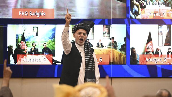 Afghanistan's President Ashraf Ghani speaks during a function at the Afghan presidential palace in Kabul on August 4, 2021.  - Sputnik International