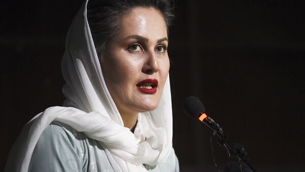 In this photo taken on August 3, 2019, movie director Sahraa Karimi speaks during the Afghan Film Festival opening at Kabul University in Kabul - Sputnik International