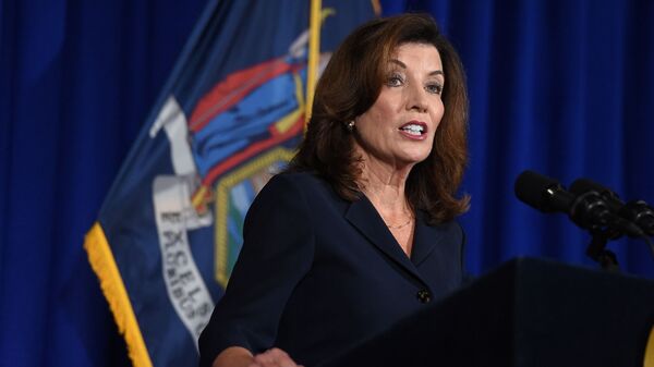New York Lieutenant Governor Kathy Hochul speaks during a news conference the day after Governor Andrew Cuomo announced his resignation at the New York State Capitol, in Albany, New York, U.S., August 11, 2021 - Sputnik International