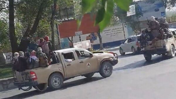 Taliban drive through the streets of Kabul, Afghanistan August 16, 2021 in this still image taken from social media video.  - Sputnik International