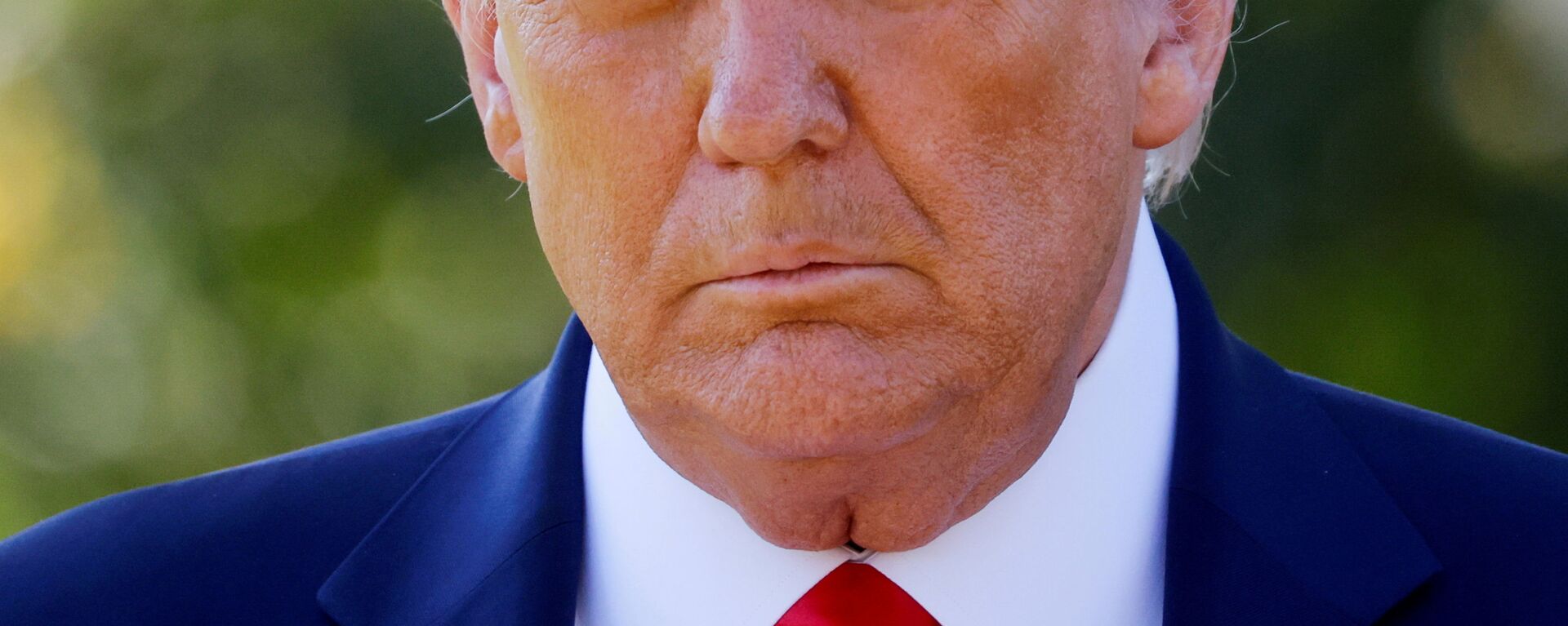 Then-U.S. President Donald Trump approaches reporters as he departs on campaign travel to Minnesota from the South Lawn at the White House in Washington, U.S., September 30, 2020 - Sputnik International, 1920, 18.08.2021