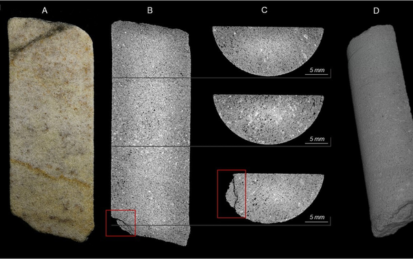 Optical (A) and Computed Tomography (B-C) images of section 2–3 of the Phillips’ Core from Stone 58 at Stonehenge. - Sputnik International