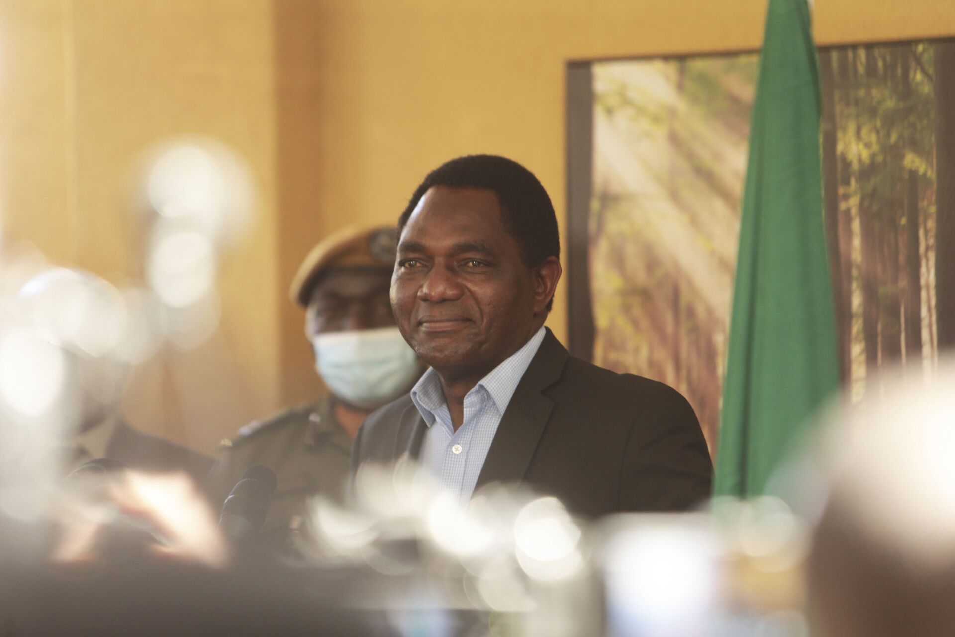 Zambian president elect Hakainde Hichilema addresses a press conference at his residence in Lusaka, Zambia, Monday Aug, 16, 2021.  Hichilema has won the southern African country's presidency after defeating President Edgar Lungu with more than 50% of the vote. - Sputnik International, 1920, 01.09.2022