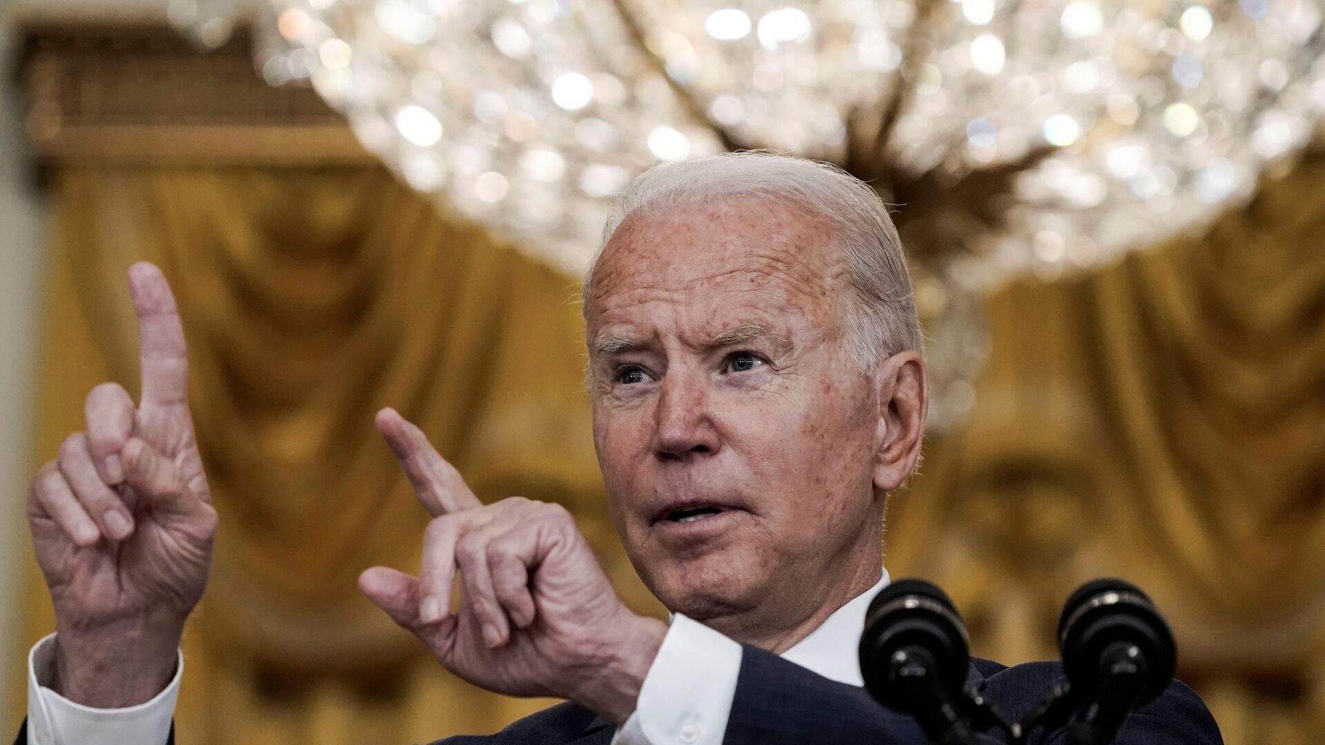 U.S.  President Joe Biden delivers remarks on evacuation efforts and the ongoing situation in Afghanistan during a speech in the East Room at the White House in Washington, U.S., August 20, 2021. - Sputnik International, 1920, 09.09.2021