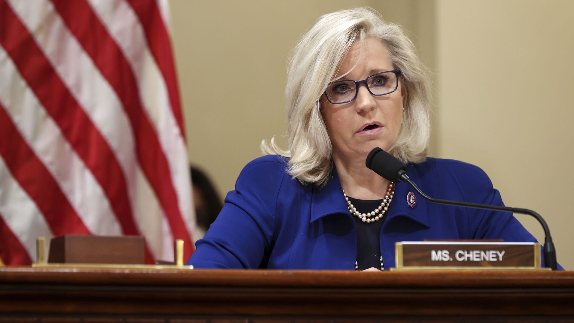 Rep. Liz Cheney, R-Wy., delivers opening remarks at the first hearing of the House select committee hearing on the Jan. 6 attack on Capitol Hill in Washington, Tuesday, July 27, 2021. - Sputnik International, 1920, 22.08.2021