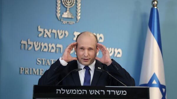 Israeli Prime Minister Naftali Bennett makes a media statement for the COVID-19 pandemic status, at the Prime minister's office in Jerusalem, August 18, 2021. - Sputnik International