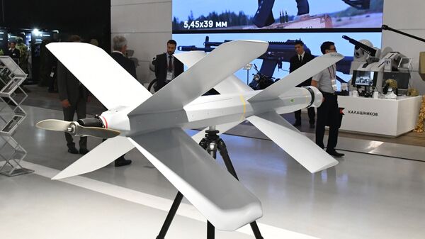 An unmanned aerial vehicle is displayed at the ARMY 2019 International Military and Technical Forum, in Kubinka, Moscow region, Russia - Sputnik International