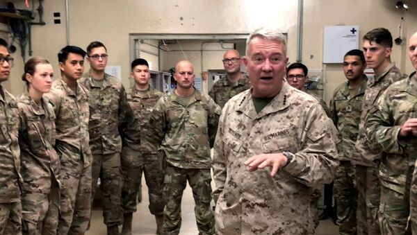 Marine General Kenneth McKenzie, head of U.S. Central Command, speaks with U.S. troops while visiting Forward Operating Base Fenty in Jalalabad, Afghanistan, September 9, 2019 - Sputnik International