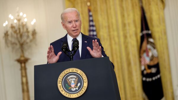 U.S. President Joe Biden delivers remarks about Afghanistan, from the East Room of the White House in Washington, U.S. August 26, 2021 - Sputnik International