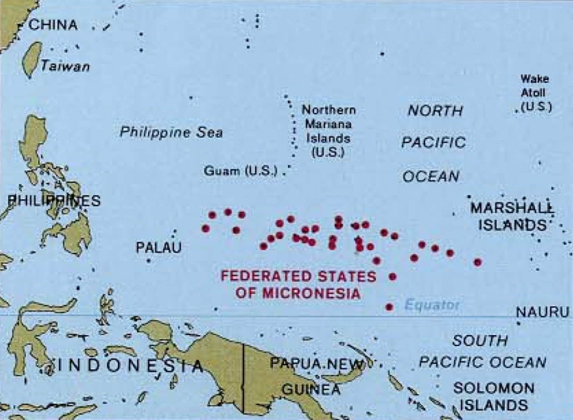 A map of the western Pacific, highlighting the Federated States of Micronesia - Sputnik International, 1920, 07.09.2021