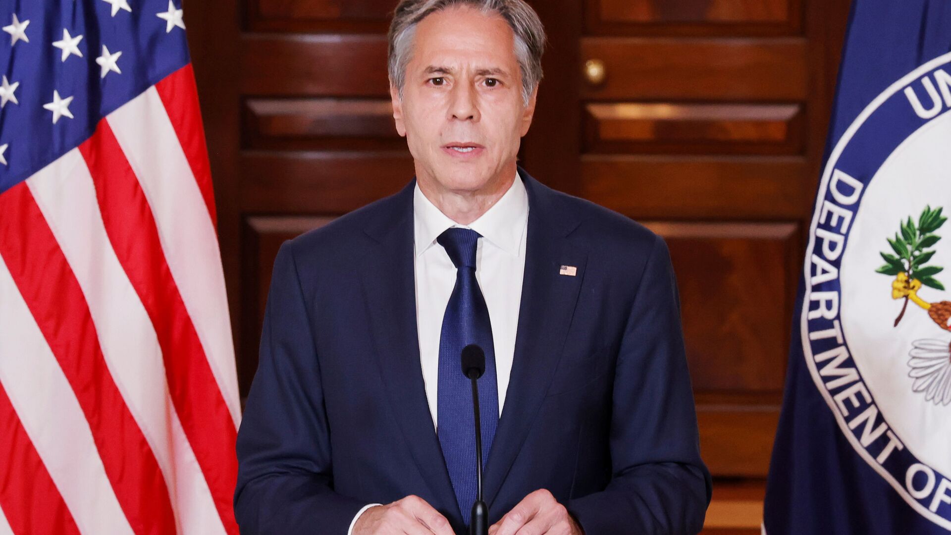 U.S. Secretary of State Antony Blinken delivers remarks following talks on the situation in Afghanistan, at the State Department in Washington, U.S., August 30, 2021 - Sputnik International, 1920, 31.08.2021