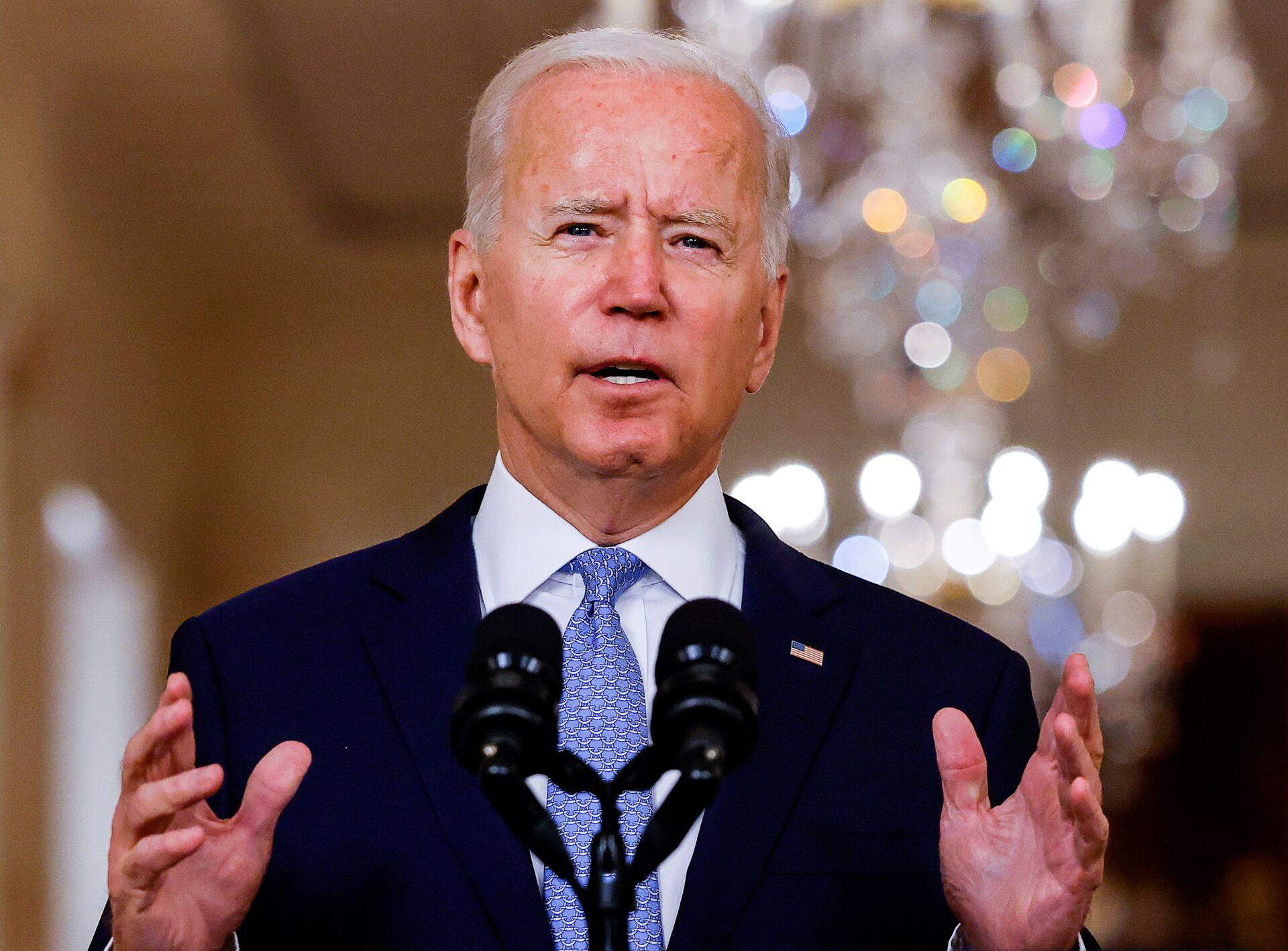 U.S. President Joe Biden delivers remarks on Afghanistan during a speech in the State Dining Room at the White House in Washington, U.S., August 31, 2021. - Sputnik International, 1920, 07.09.2021