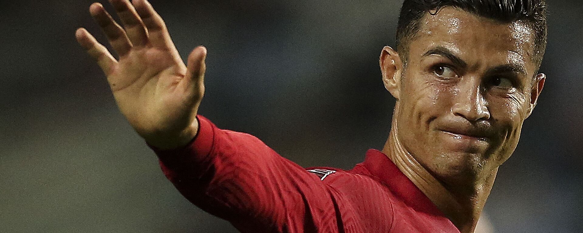 Portugal's forward Cristiano Ronaldo reacts during the FIFA World Cup Qatar 2022 European qualifying round group A football match between Portugal and Republic of Ireland at the Algarve stadium in Loule, near Faro, southern Portugal, on September 1, 2021 - Sputnik International, 1920, 30.11.2021