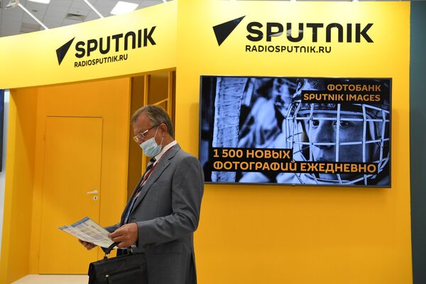 Sputnik’s stand at the MIA Rossiya Segodnya International News Agency booth at the 6th Eastern Economic Forum in Vladivostok - Sputnik International