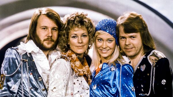 Swedish pop group Abba: Benny Andersson, Anni-Frid Lyngstad, Agnetha Faltskog and Bjorn Ulvaeus pose after winning the Swedish branch of the Eurovision Song Contest with their song Waterloo, February 9, 1974. - Sputnik International