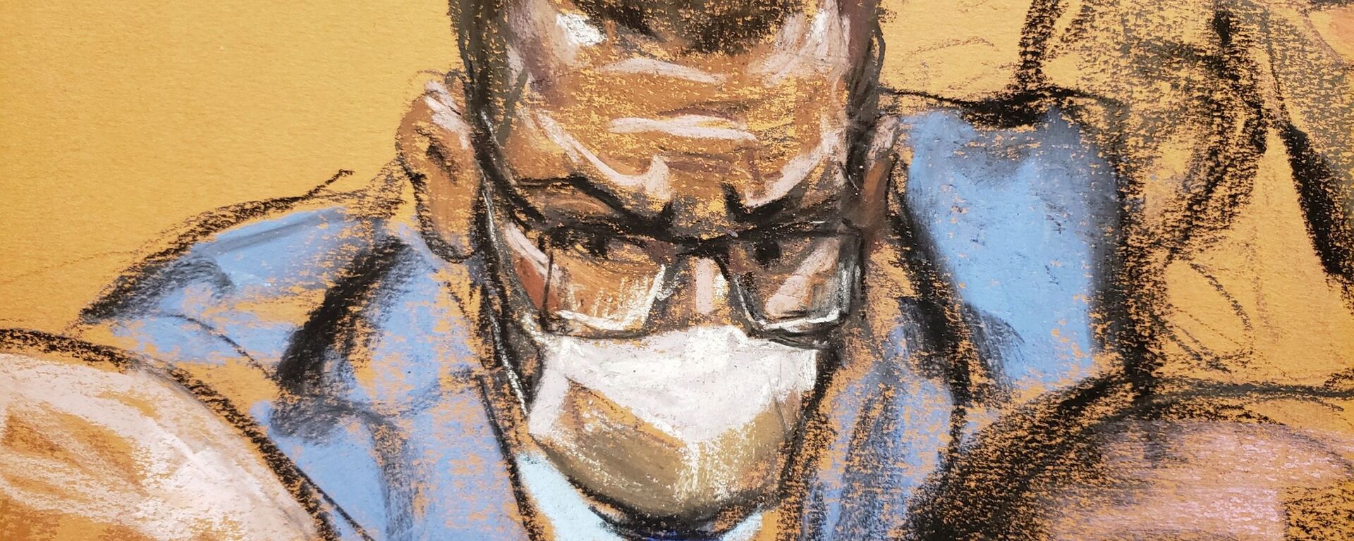 R. Kelly confers with his lawyers during his sex abuse trial at Brooklyn's Federal District Court in a courtroom sketch in New York, 2 September 2021 - Sputnik International, 1920, 04.09.2021