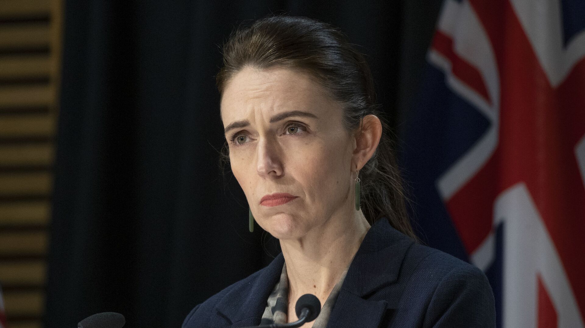 New Zealand's Prime Minister Jacinda Ardern speaks during a press conference in Wellington on September 4, 2021, following the country's first Covid-related death in six months and the day after an IS-inspired attacker injured six people in a knife rampage before being shot dead by undercover police.  - Sputnik International, 1920, 09.09.2021