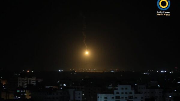 A photo of an alleged IDF lighting flare in the sky over Gaza City on September 7, 2021 - Sputnik International