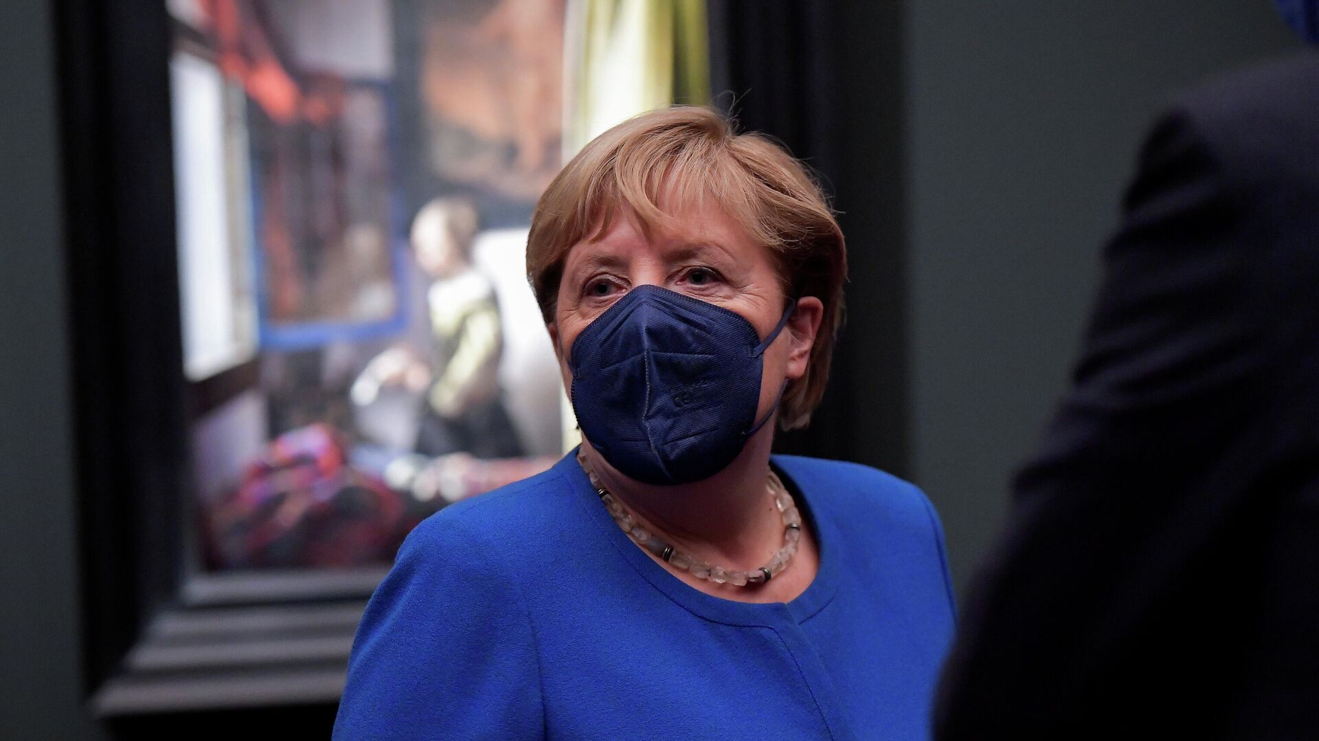German Chancellor Angela Merkel attends the opening of the largest exhibition on the Dutch painter Johannes Vermeer in Germany, September 9, 2021 - Sputnik International, 1920, 09.09.2021