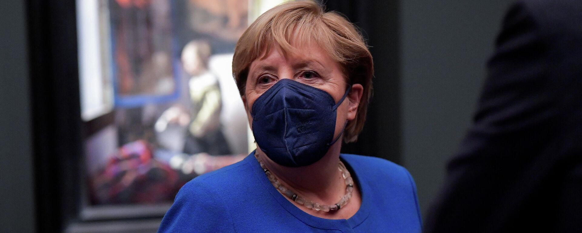 German Chancellor Angela Merkel attends the opening of the largest exhibition on the Dutch painter Johannes Vermeer in Germany, September 9, 2021 - Sputnik International, 1920, 09.09.2021