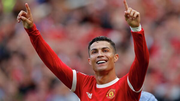 Manchester United's Cristiano Ronaldo celebrates scoring their second goal  - Sputnik International