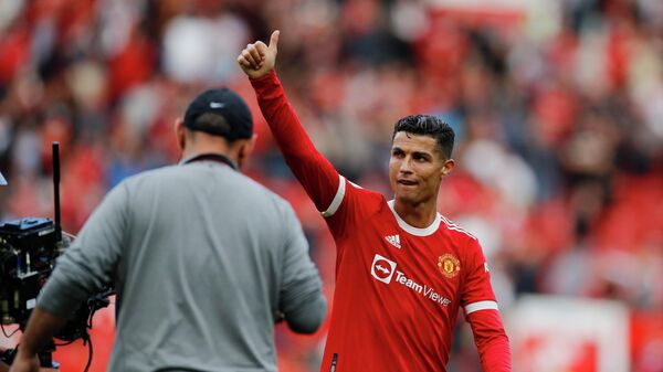 Manchester United's Cristiano Ronaldo celebrates after the match  - Sputnik International